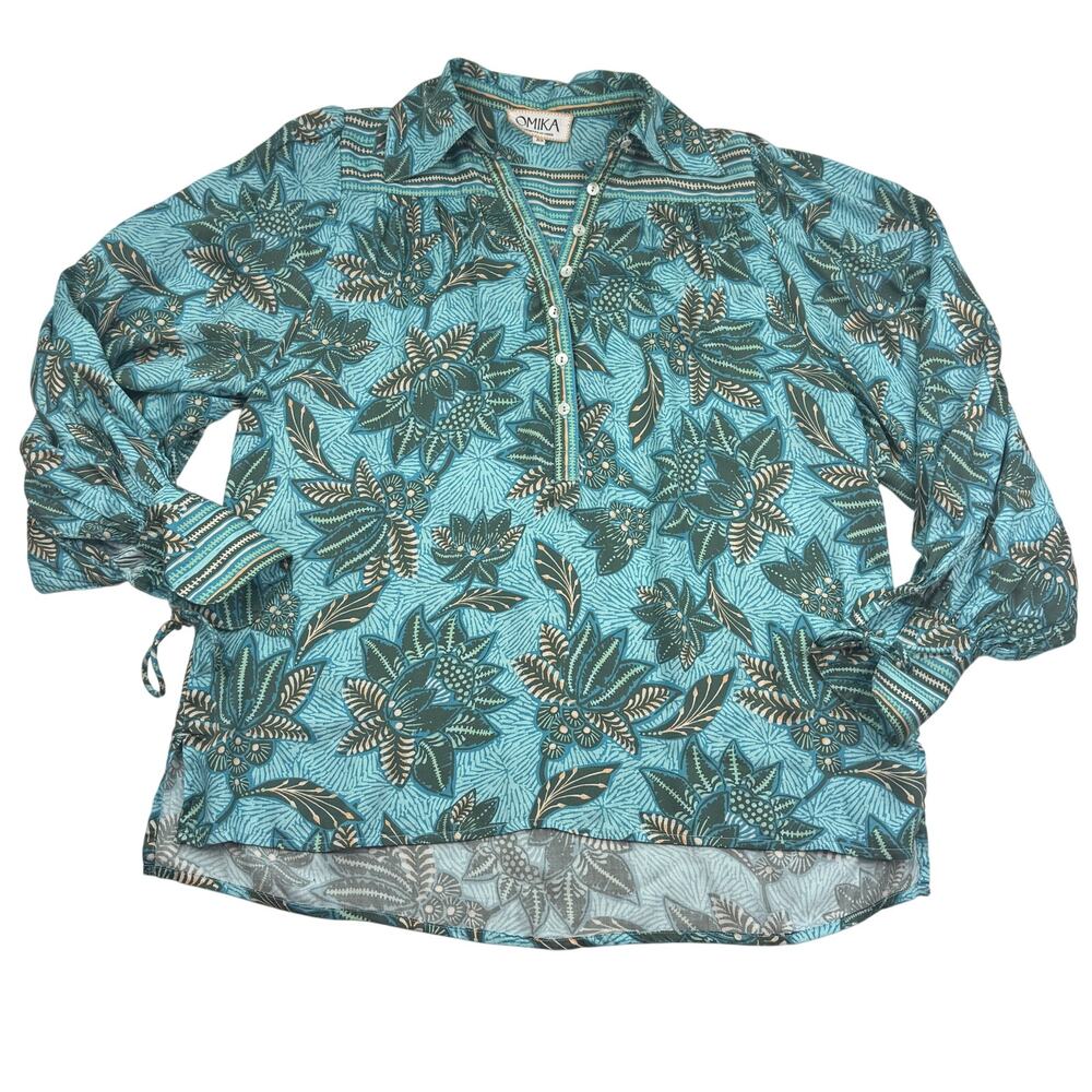 Omika Handmade in India Boho Floral Peasant Romantic Blouse Women's Size XS
